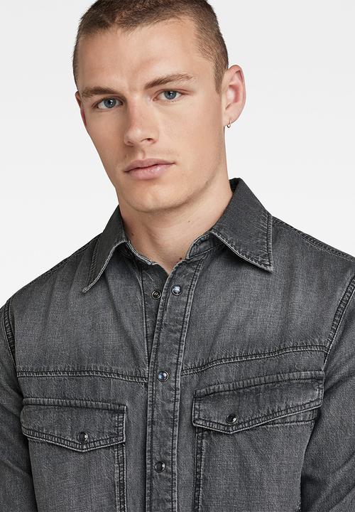 G-STAR - Dakota regular shirt long sleeve hoola - faded black jasper