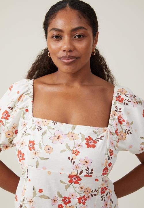 Cotton On - Plus tori tie up mini dress - dharma floral porcelain