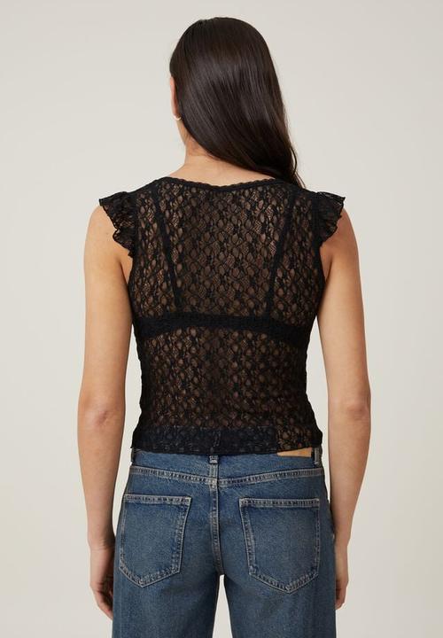 Cotton On - zoey cross front v neck tank - black