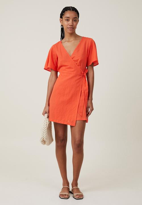 Cotton On - Wrap mini dress - sunset coral