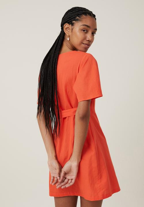 Cotton On - Wrap mini dress - sunset coral