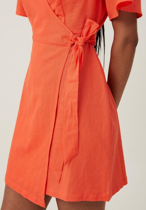 Cotton On - Wrap mini dress - sunset coral