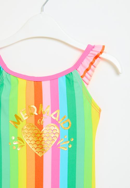 MINOTI - Stripe swimsuit with foil print - multi