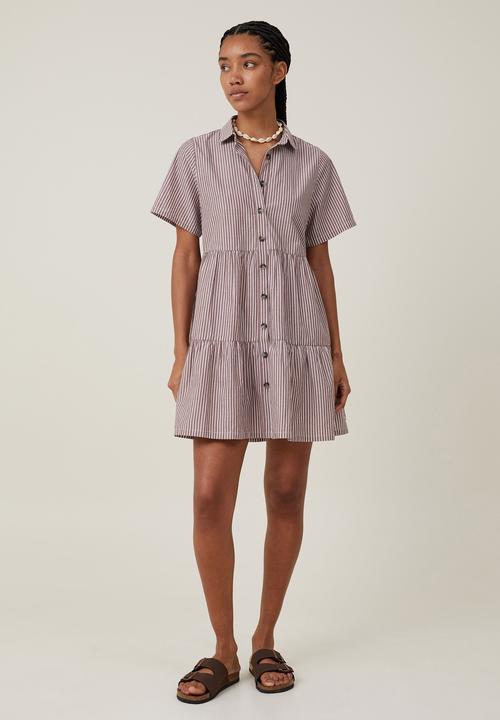 Cotton On - Noah mini shirt dress - layla stripe brown