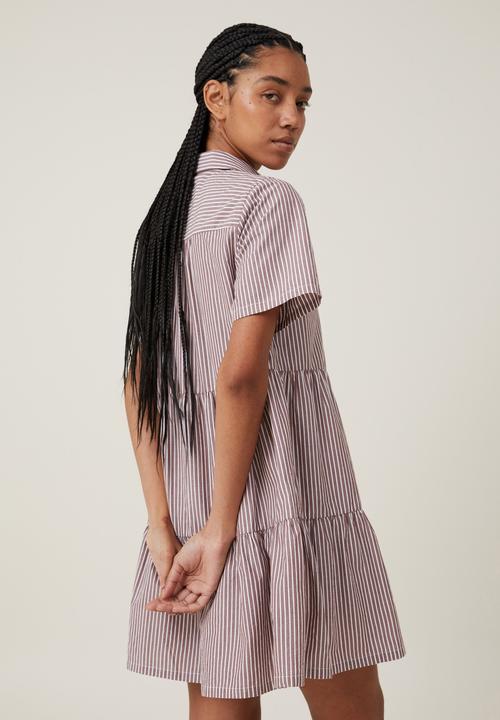 Cotton On - Noah mini shirt dress - layla stripe brown