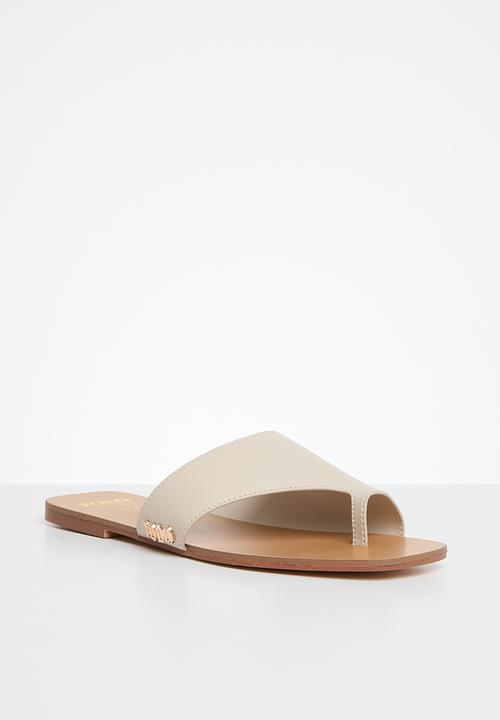 POLO - Womens toe post slip on sandal - stone
