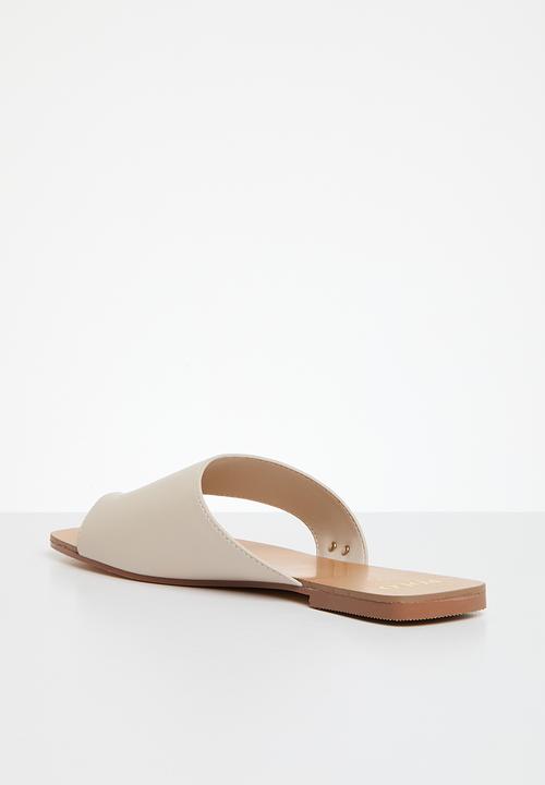 POLO - Womens toe post slip on sandal - stone