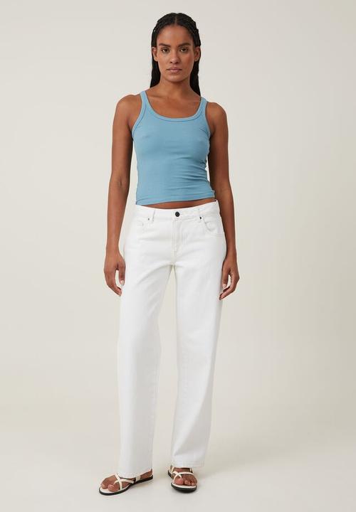 Cotton On - Staple rib scoop neck tank - aspen blue