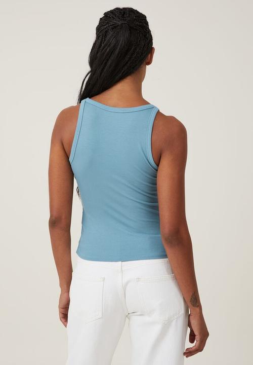 Cotton On - Staple rib scoop neck tank - aspen blue