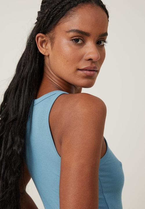 Cotton On - Staple rib scoop neck tank - aspen blue