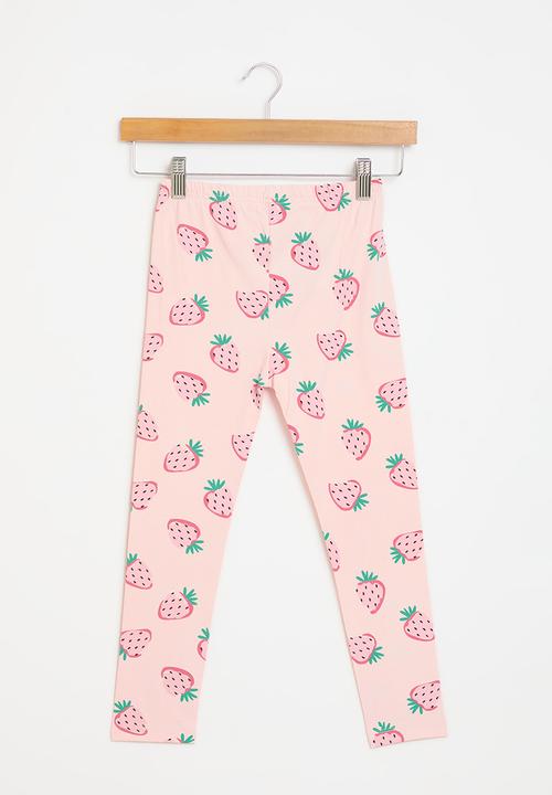 MINOTI - girls pink strawberries basic legging - pink 