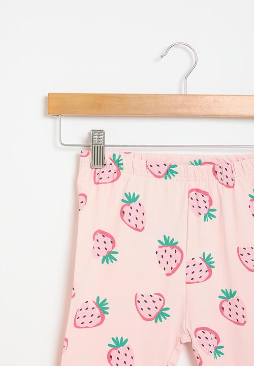 MINOTI - girls pink strawberries basic legging - pink 