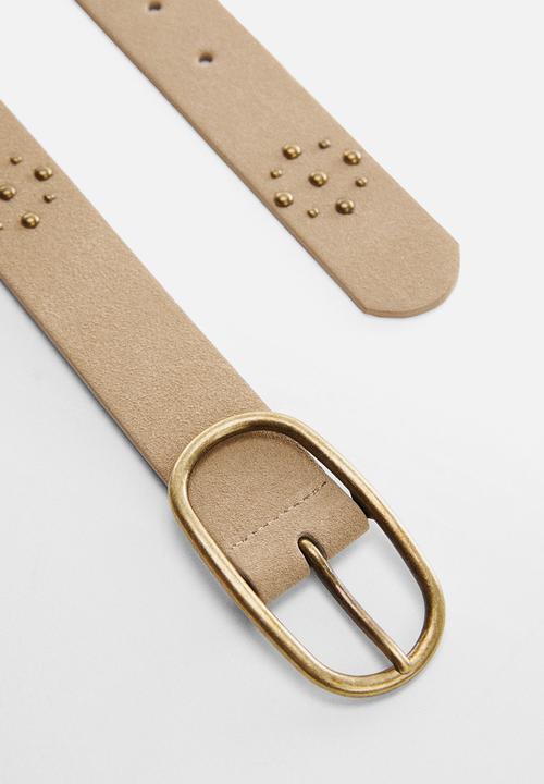 MANGO - Belt tachas - sand
