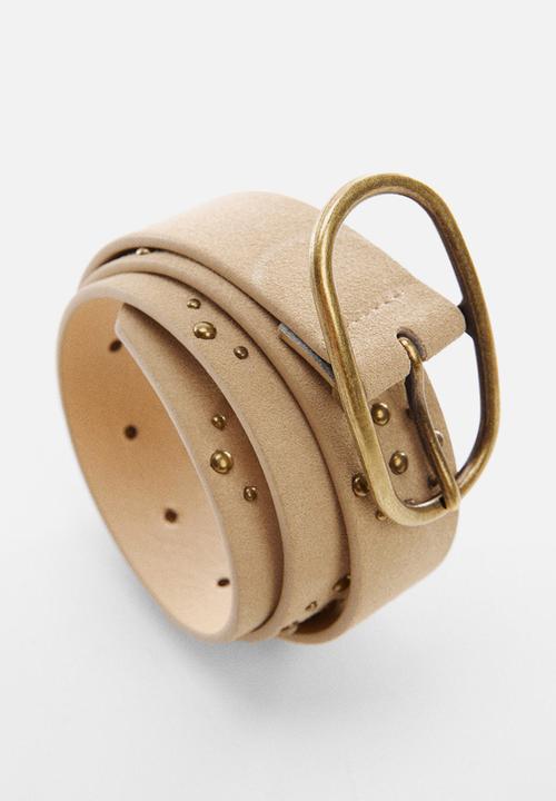 MANGO - Belt tachas - sand