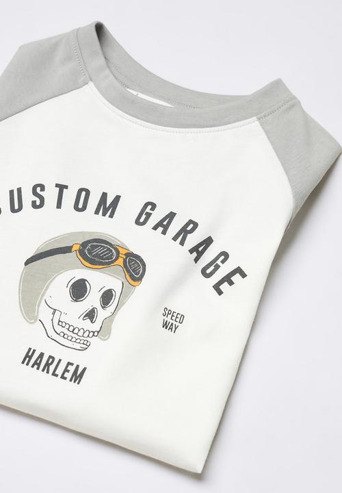 MANGO - T-shirt garage - grey & white
