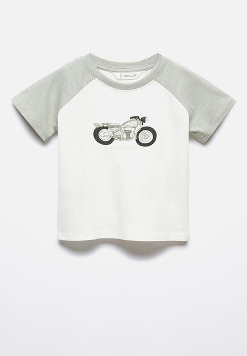 MANGO - T-shirt motofast - grey & white