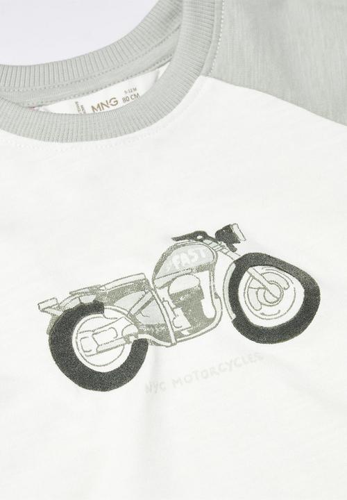 MANGO - T-shirt motofast - grey & white