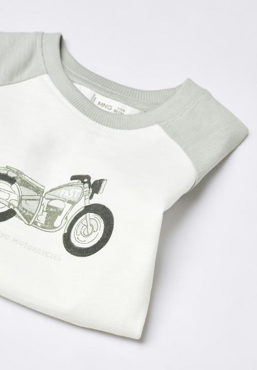 MANGO - T-shirt motofast - grey & white
