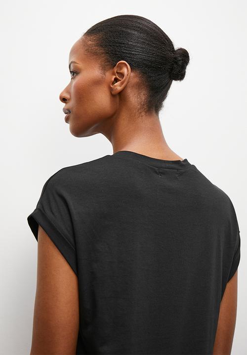 edit - Turnup drop shoulder T-shirt - black