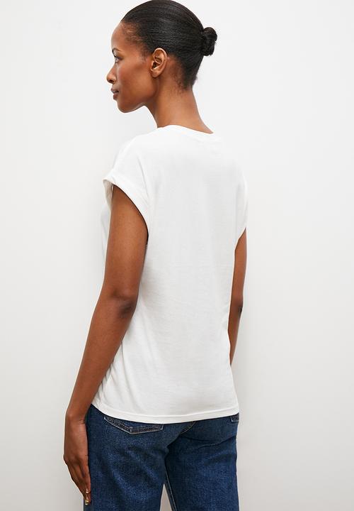 edit - Turnup drop shoulder T-shirt - white