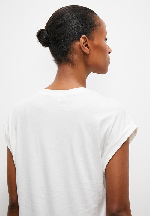 edit - Turnup drop shoulder T-shirt - white