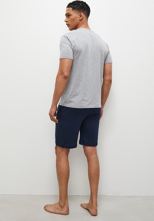 Superbalist - Graphic tee sleep set - grey & navy
