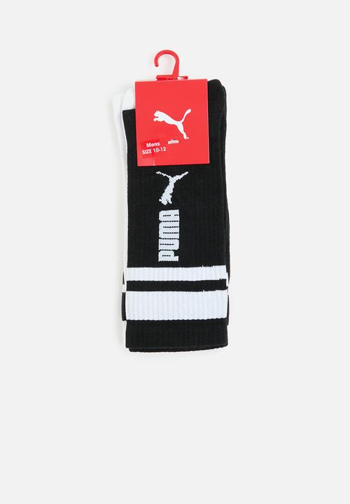 PUMA - Mens 2 pack brand socks - black & white 