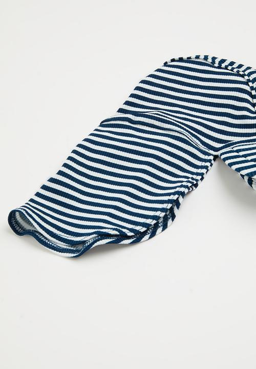 Cotton On - Bundle cameron swimsuit and sammy swim hat - navy & white