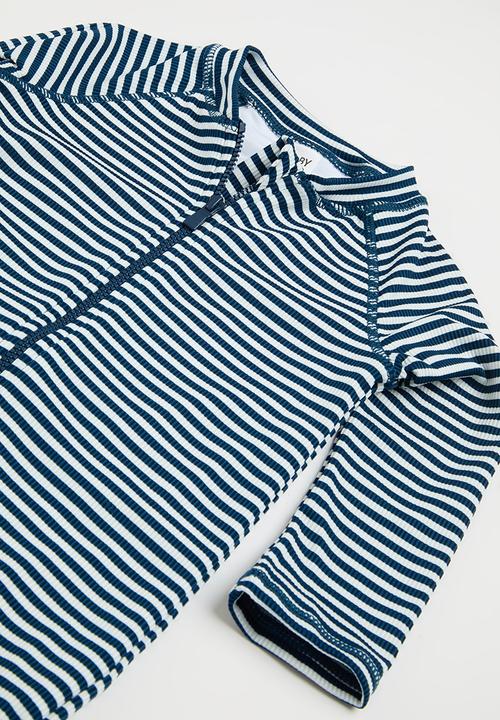 Cotton On - Bundle cameron swimsuit and sammy swim hat - navy & white