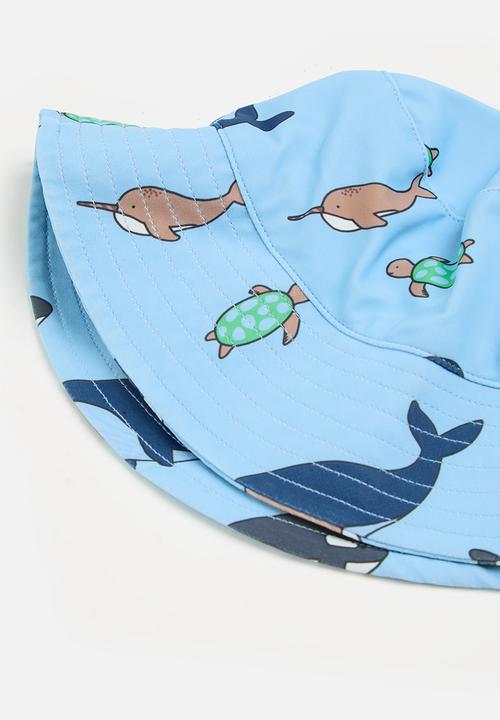 Cotton On - Bundle cameron swimsuit and swim bucket hat - sky haze/whaley waters