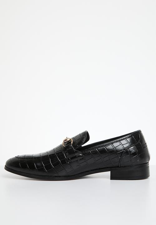 PC - Formal slip on  saddle - black crocodile