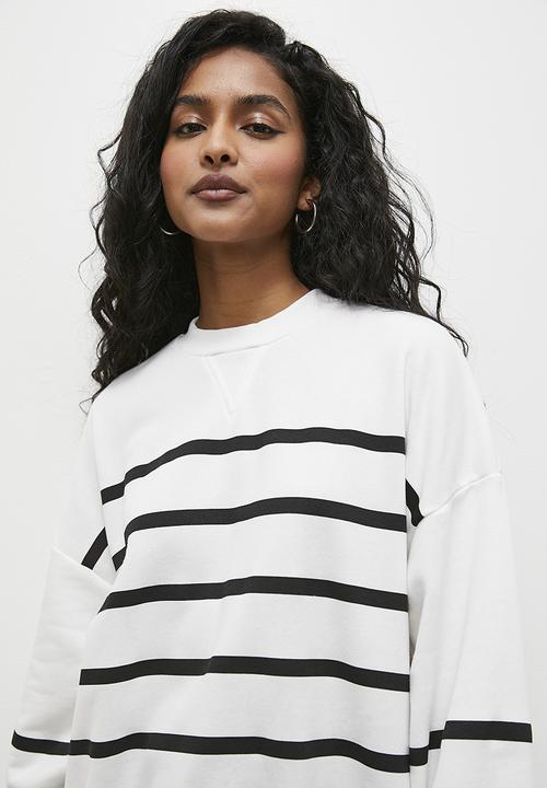 Superbalist - Stripe crew neck - black & white