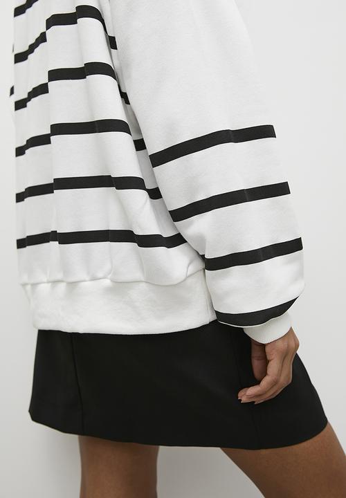 Superbalist - Stripe crew neck - black & white
