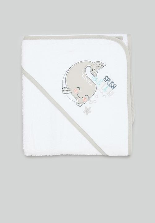 The Character Group (Legacy) - Whale hooded towels embroidered - grey