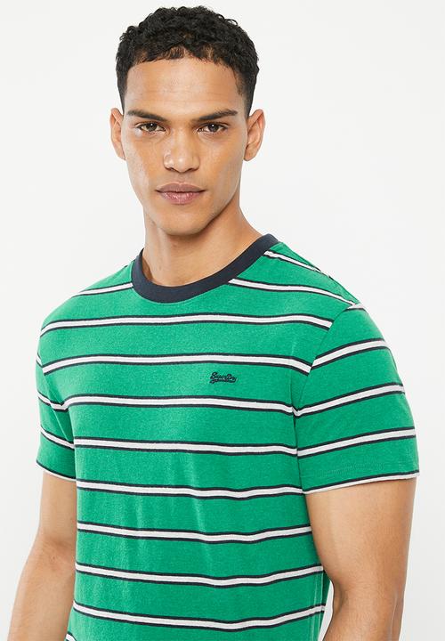 Superdry. - Vintage stripe tee - alpine green marl stripe