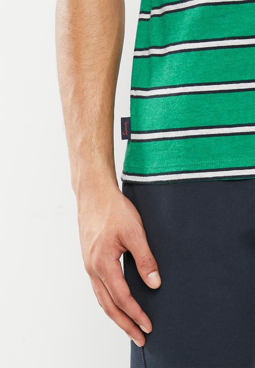 Superdry. - Vintage stripe tee - alpine green marl stripe