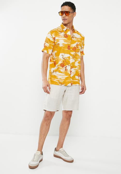 Superdry. - Vintage hawaiian s/s shirt - yellow clouds