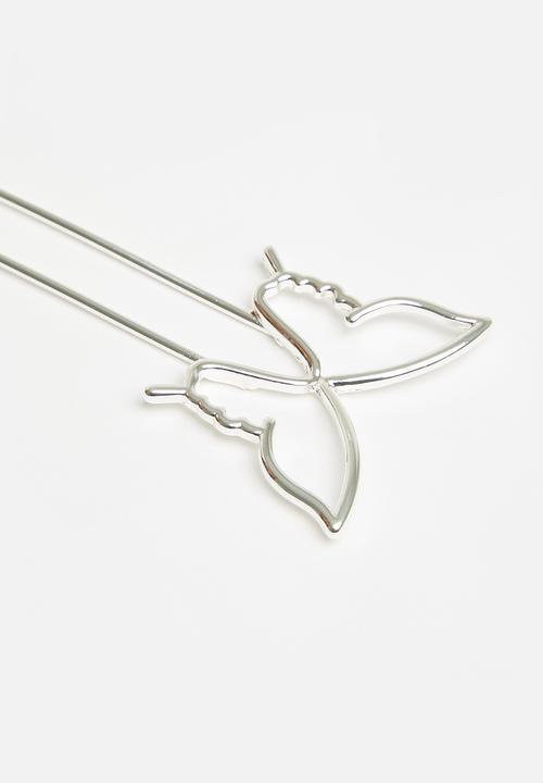 Rubi - Harlow hair fork - silver butterfly