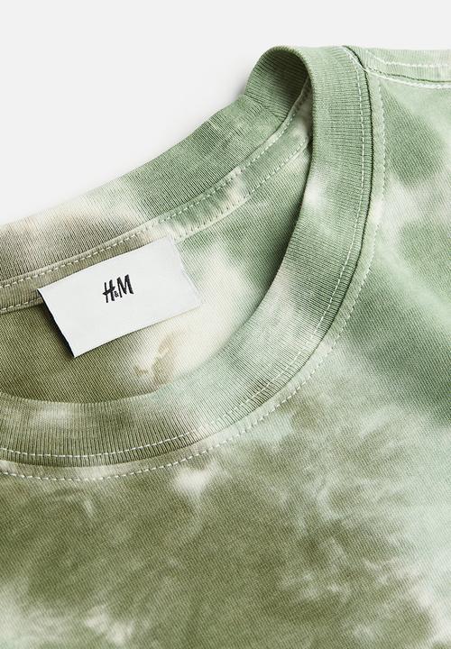 H&M - Relaxed fit patterned cotton t-shirt - khaki green tie-dye