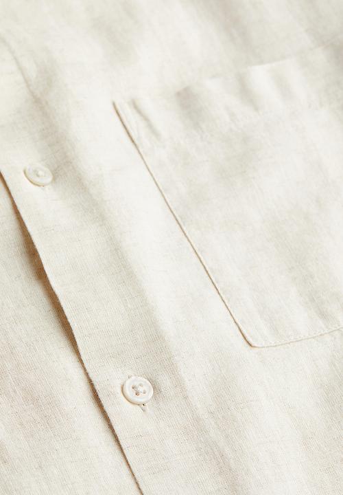 H&M - Regular fit linen-blend shirt - light beige