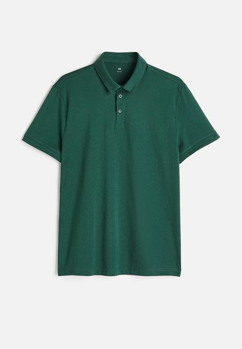 H&M - Slim fit polo shirt - dark green 