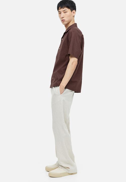 H&M - Regular fit linen-blend shirt - dark brown