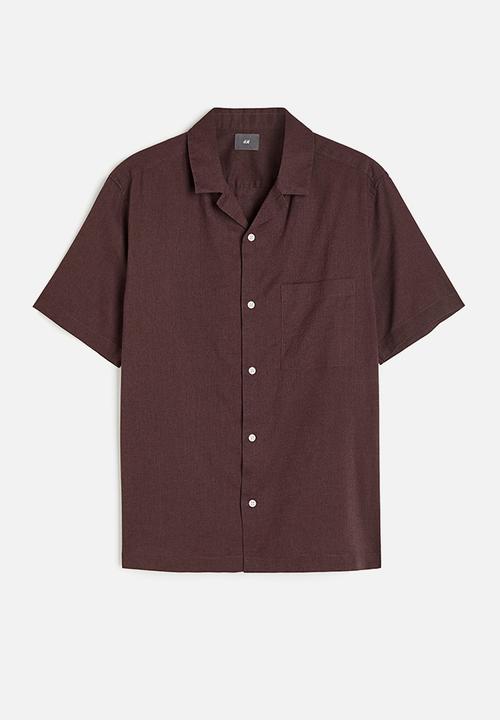 H&M - Regular fit linen-blend shirt - dark brown