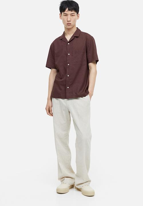 H&M - Regular fit linen-blend shirt - dark brown