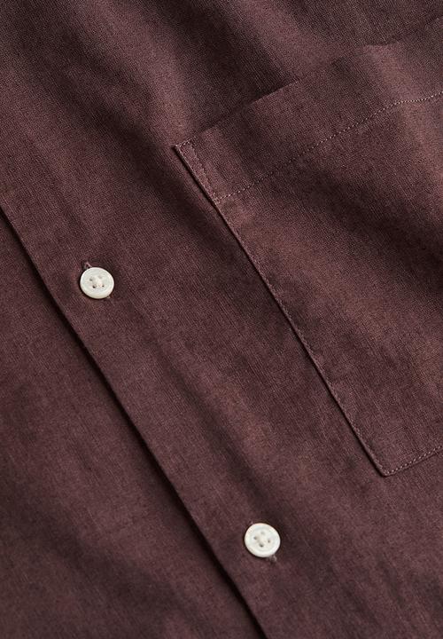 H&M - Regular fit linen-blend shirt - dark brown
