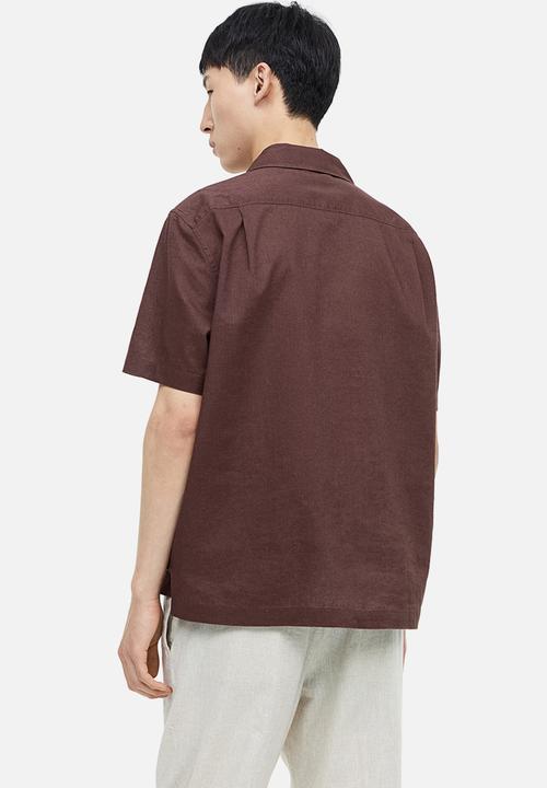 H&M - Regular fit linen-blend shirt - dark brown