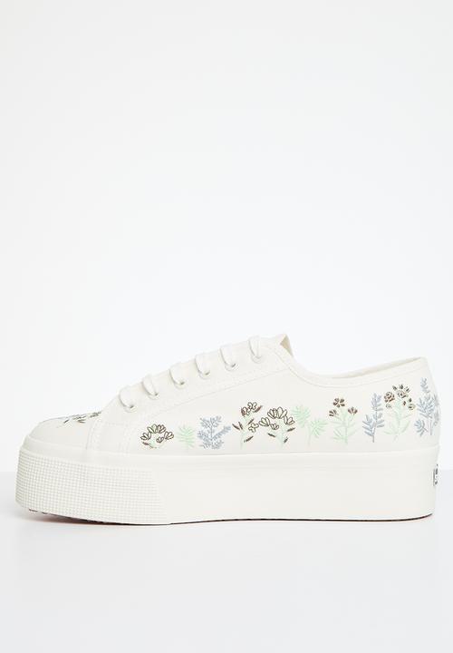 SUPERGA - 2790 flower embroidery - white florals