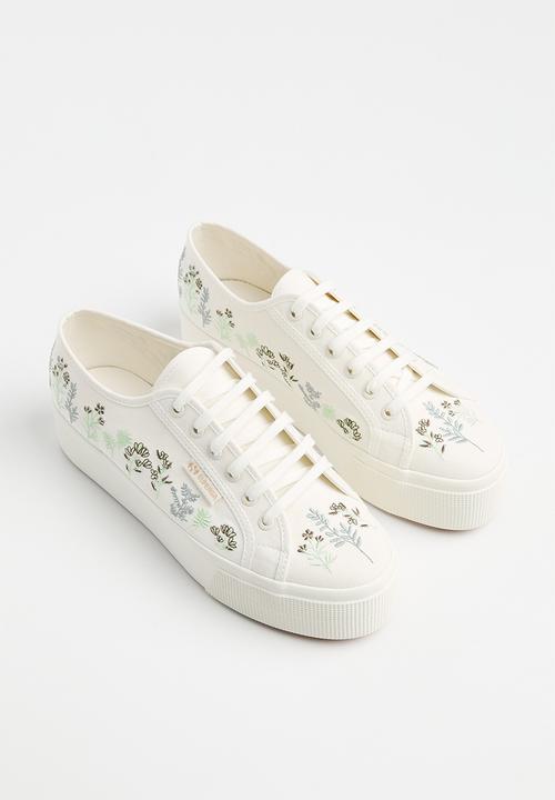 SUPERGA - 2790 flower embroidery - white florals