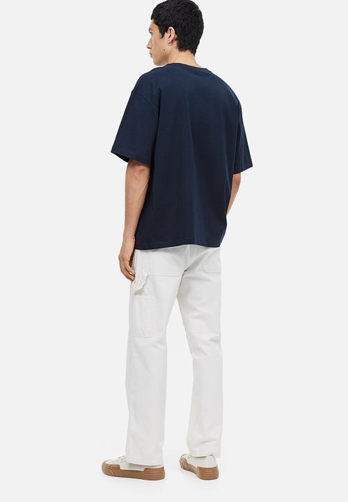 H&M - Relaxed fit printed t-shirt - dark blue take a leap