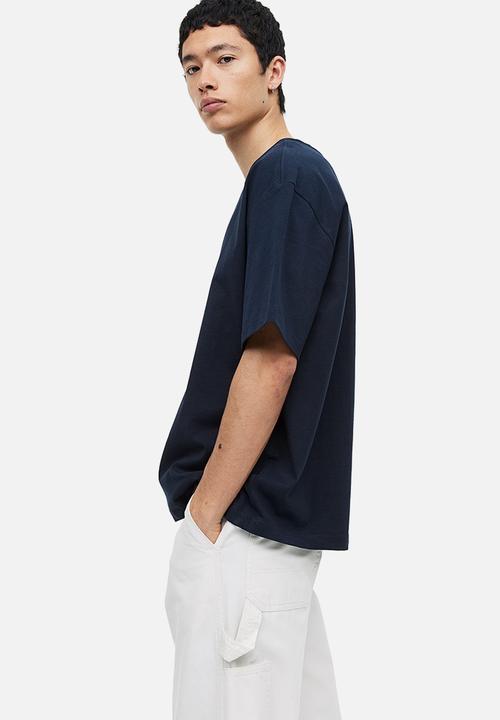 H&M - Relaxed fit printed t-shirt - dark blue take a leap